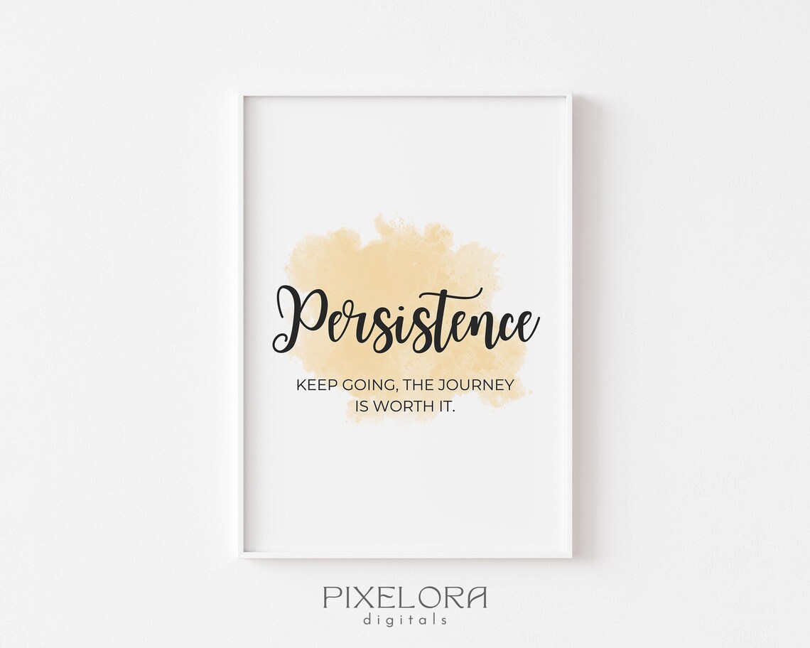 Persistence Definition Inspirational Quote Poster Motivational Wall Art Personal Growth Office Decor