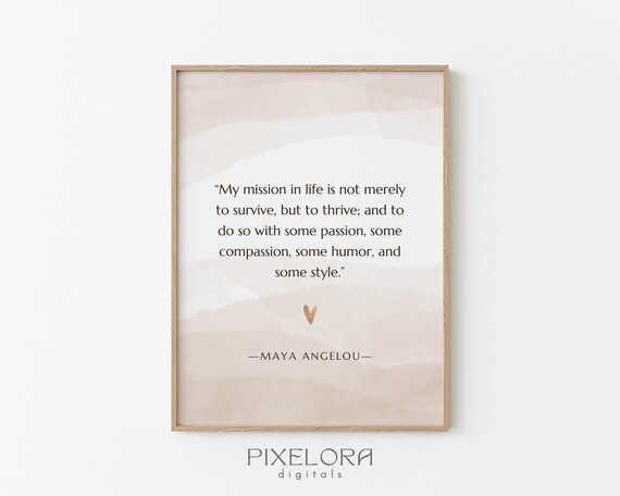 Maya Angelou Quote Inspirational Wall Art Motivational Poster Famous Life Encouraging Print Decor