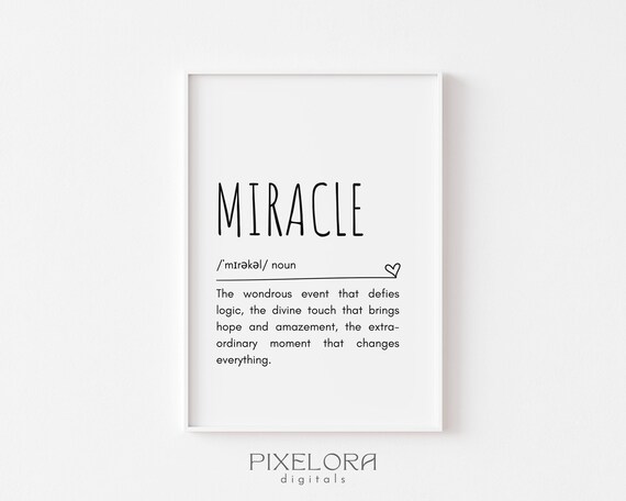 Miracle Definition Wall Art Inspirational Quote Motivational Poster Personal Growth Positive Decor