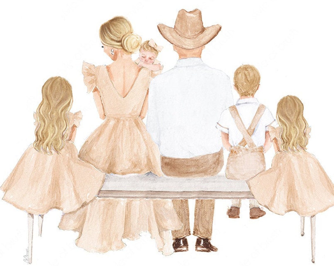 Family Illustration Father Mother Children Illustration Fathers Day Family Print Family Fashion Illustration - Image 2