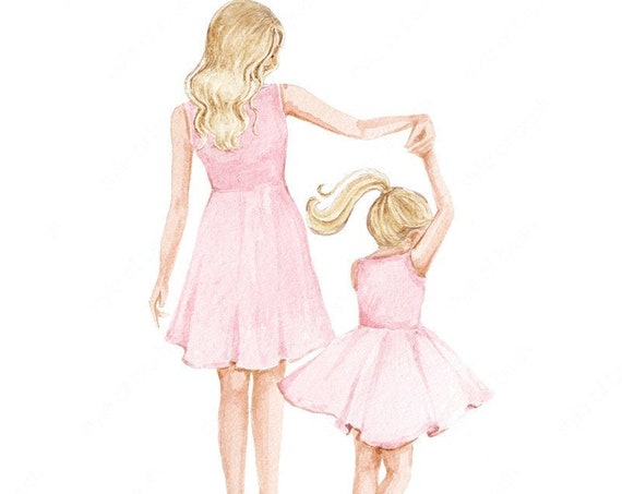 Mother Daughter Dance Illustration Mommy And Me Art Mother And Daughter Print Fashion Illustration