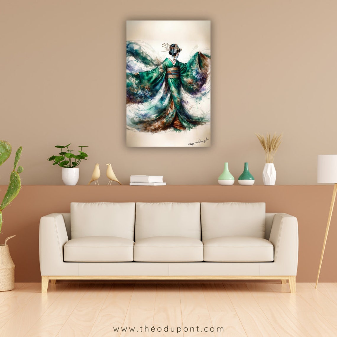 Geisha V5 Midori Iwasaki Kimono Art Gift Watercolor Painting Asian Home Decor Japanese Fine Art Artist Signed Original Art - Image 2