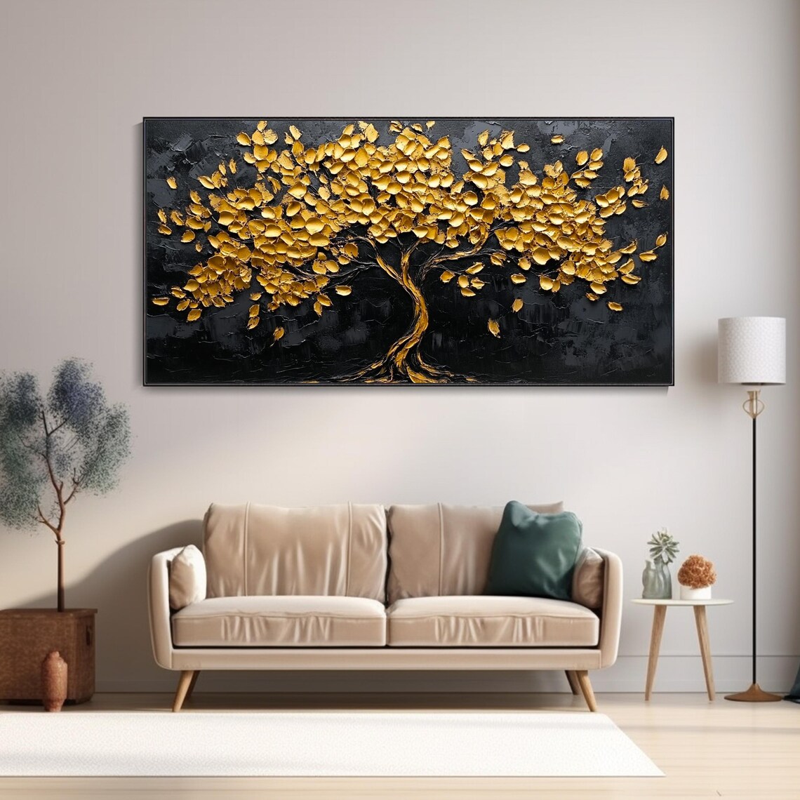 Golden Tree of Life on Black 3D Textured Luxury Decor Art Poster - Image 4