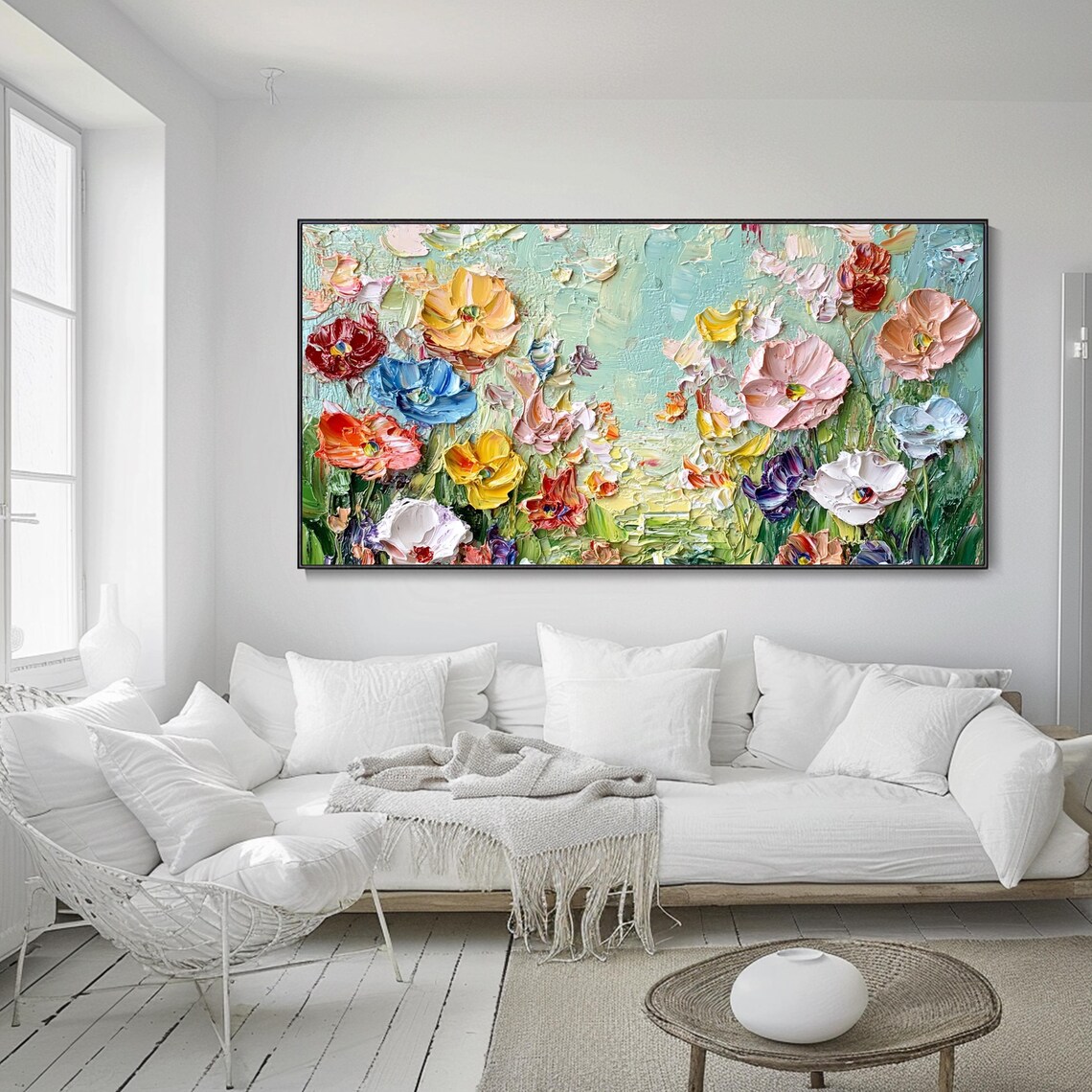 Wildflower Meadow Poppies 3D Textured Oil Painting Art Poster - Image 4