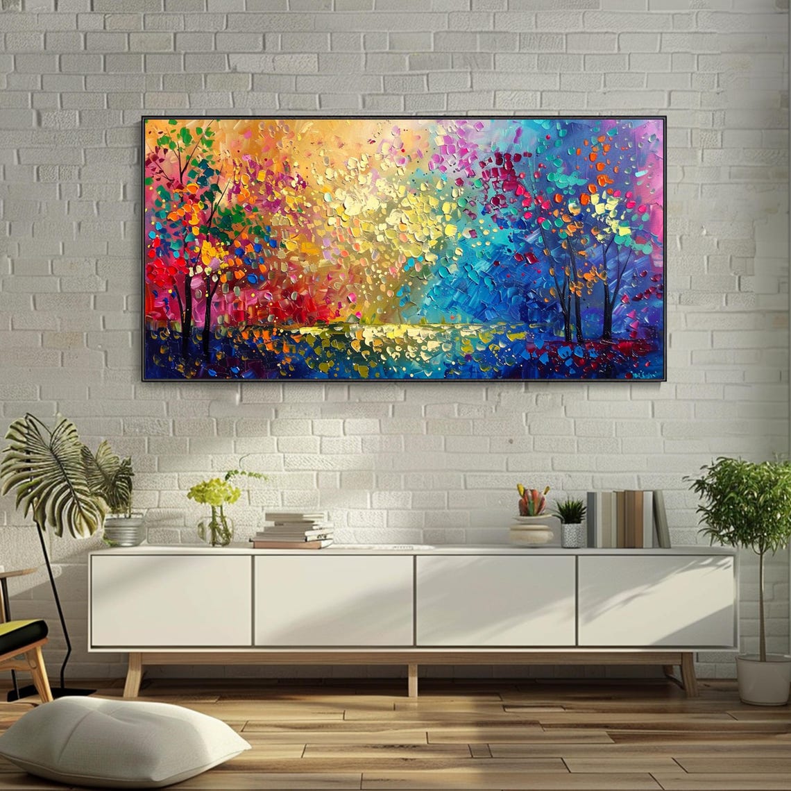 Colorful Forest Landscape Impressionist 3D Textured Art Poster - Image 5