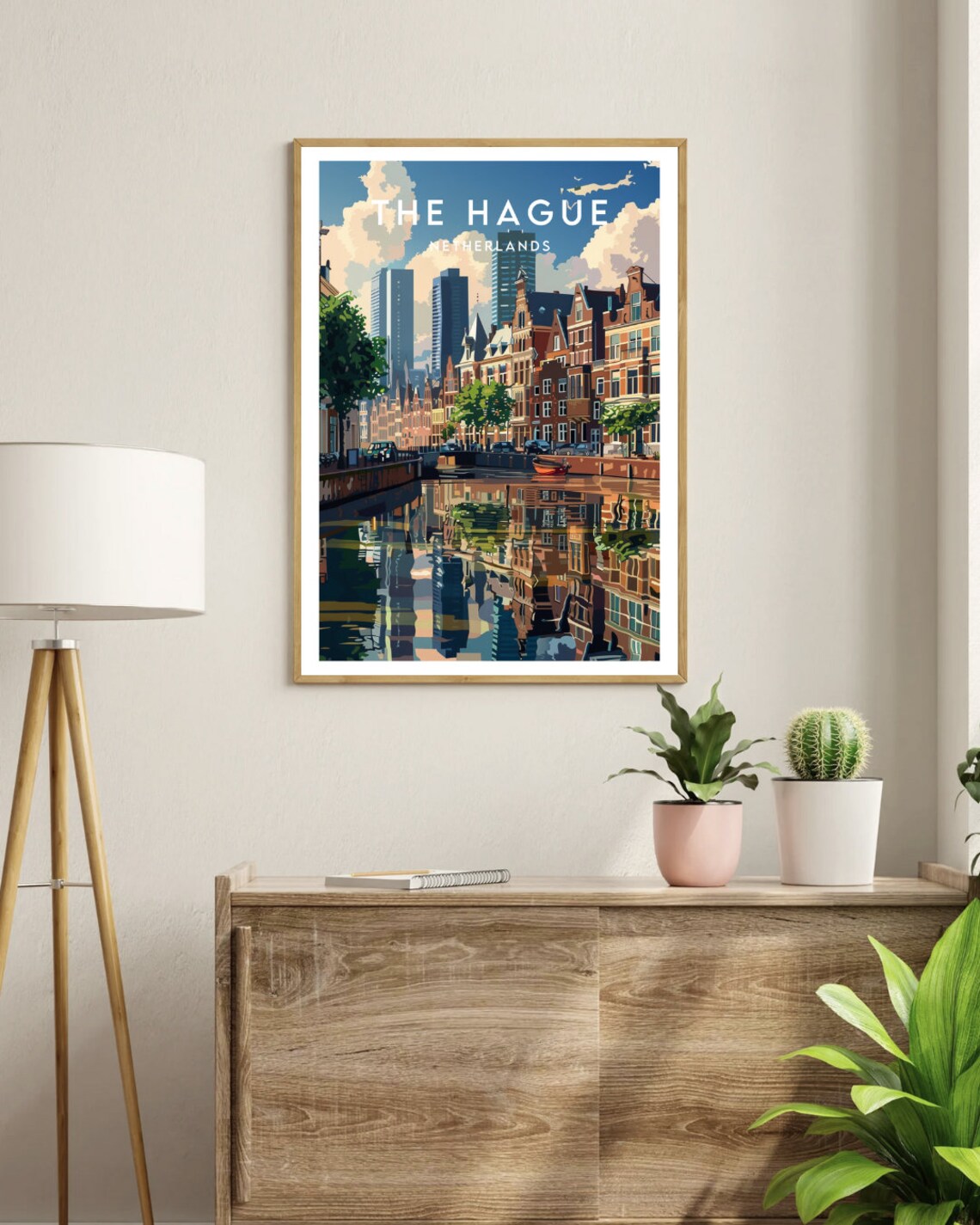 The Hague Netherlands Canal Reflection Historic Gabled Houses Poster - Image 3