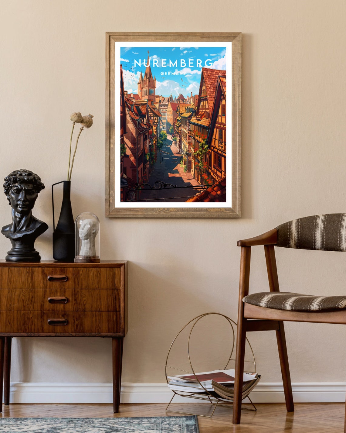 Nuremberg Germany Old Town Half Timbered Street Travel Poster - Image 2