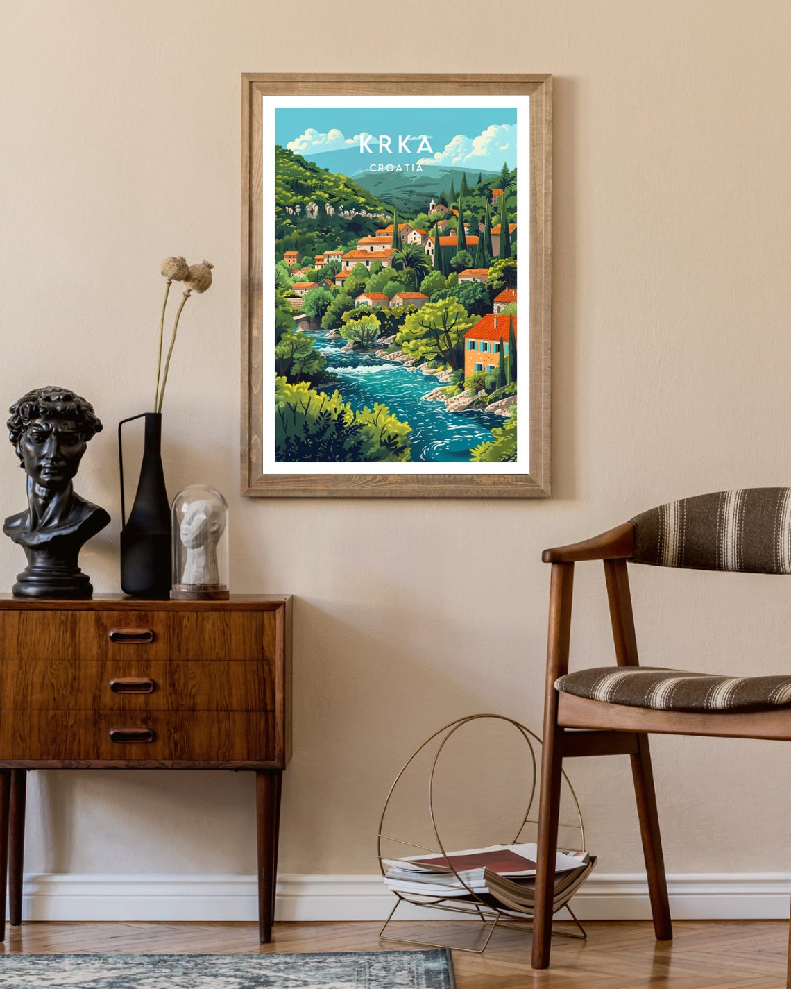 Krka Croatia Emerald River Valley Village Cypress Trees Poster - Image 2