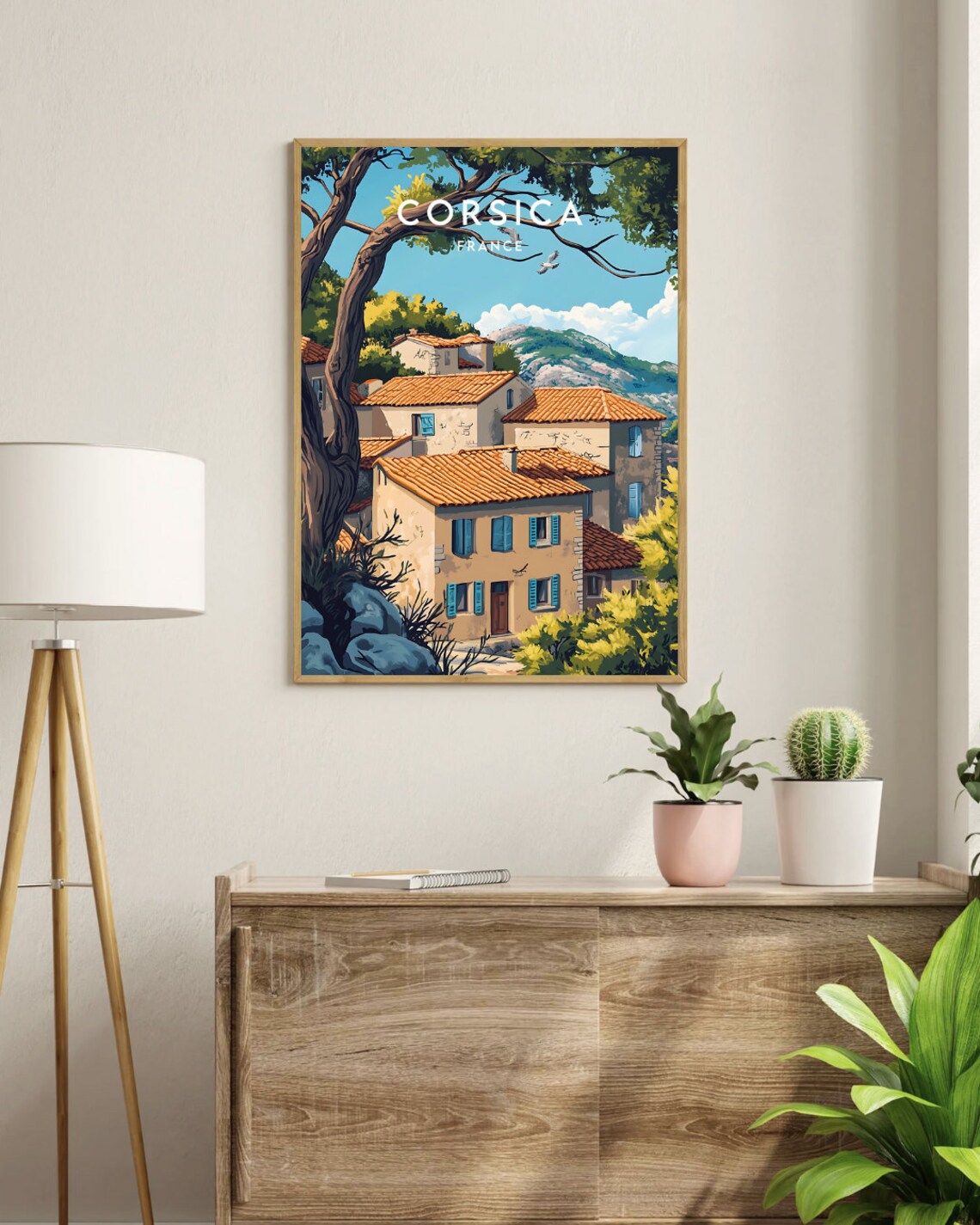 Corsica France Rustic Stone Village Houses Hillside Travel Poster - Image 3