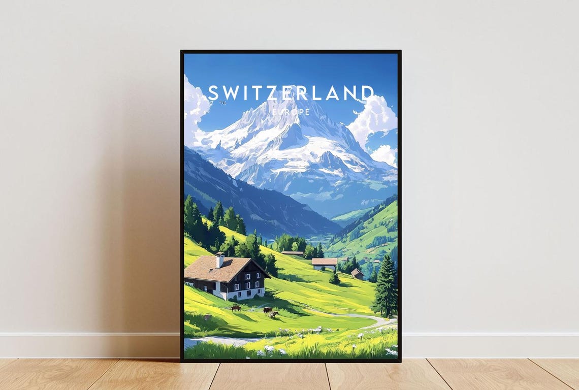 Switzerland Travel Print Europe Europe Poster Switzerland Poster Travel Wall Art Switzerland Print Switzerland Europe Geneva Poster