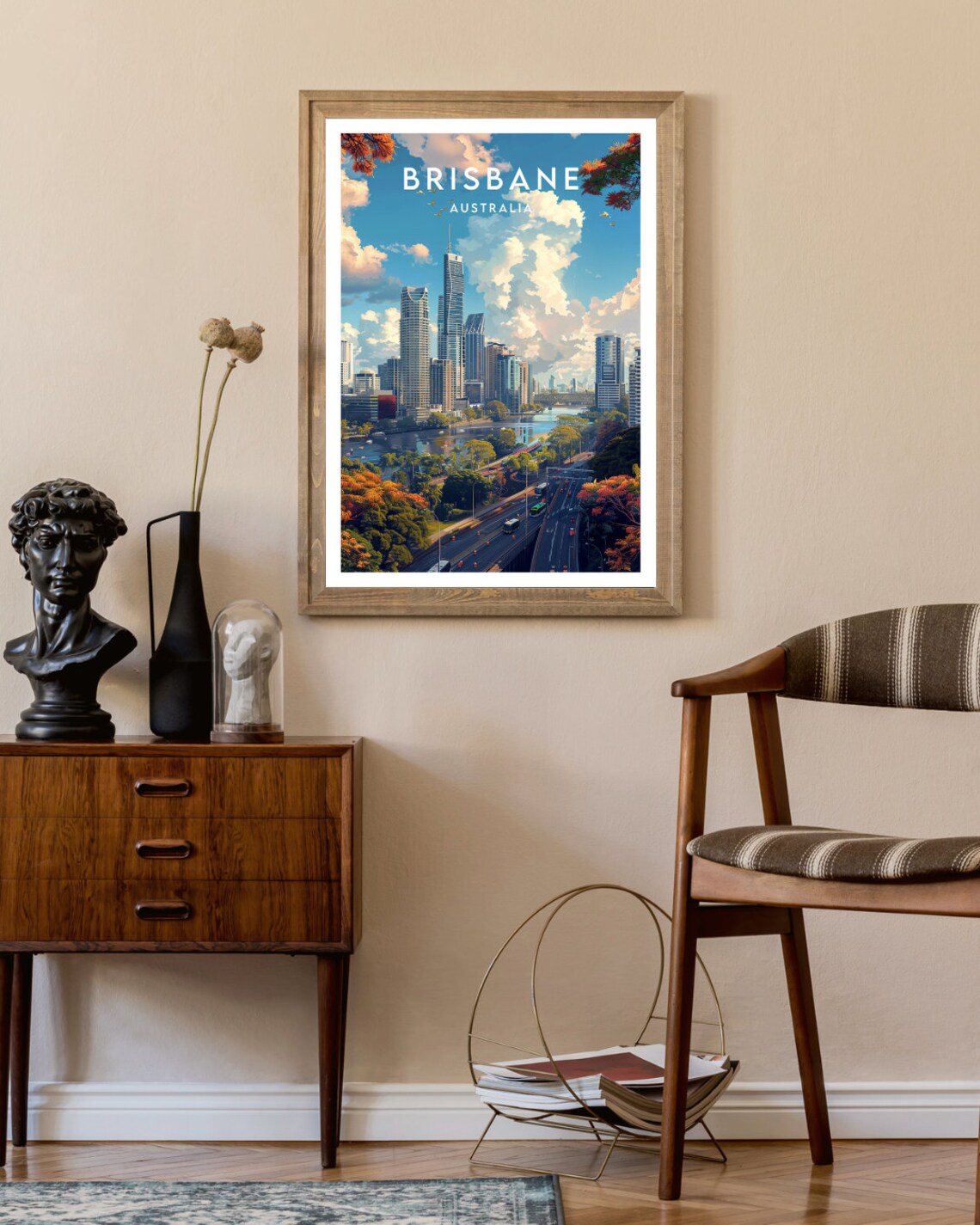 Brisbane Australia Downtown Skyline River View Vintage Travel Poster - Image 2