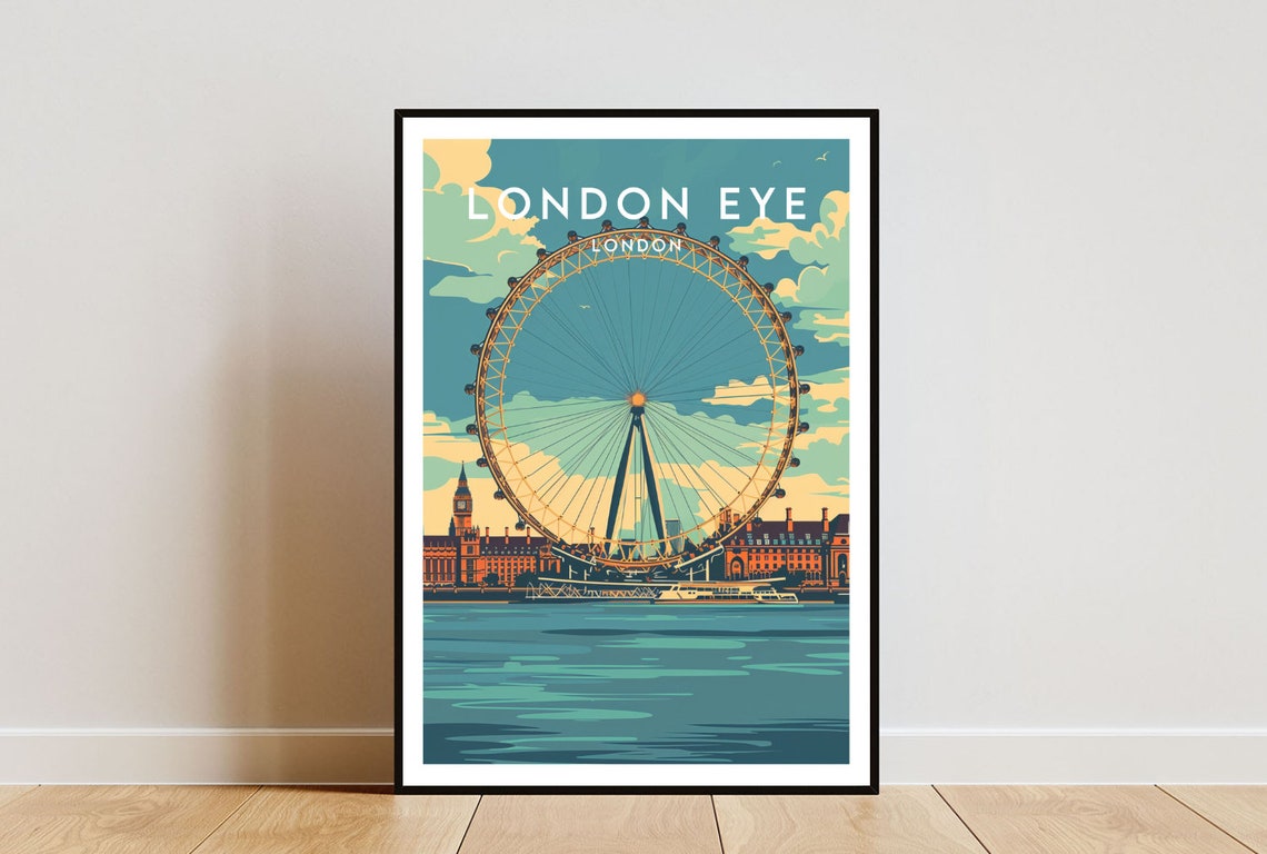 London Eye Travel Print London London Eye Poster London Poster Travel Wall Art London Print England Europe London London Eye
