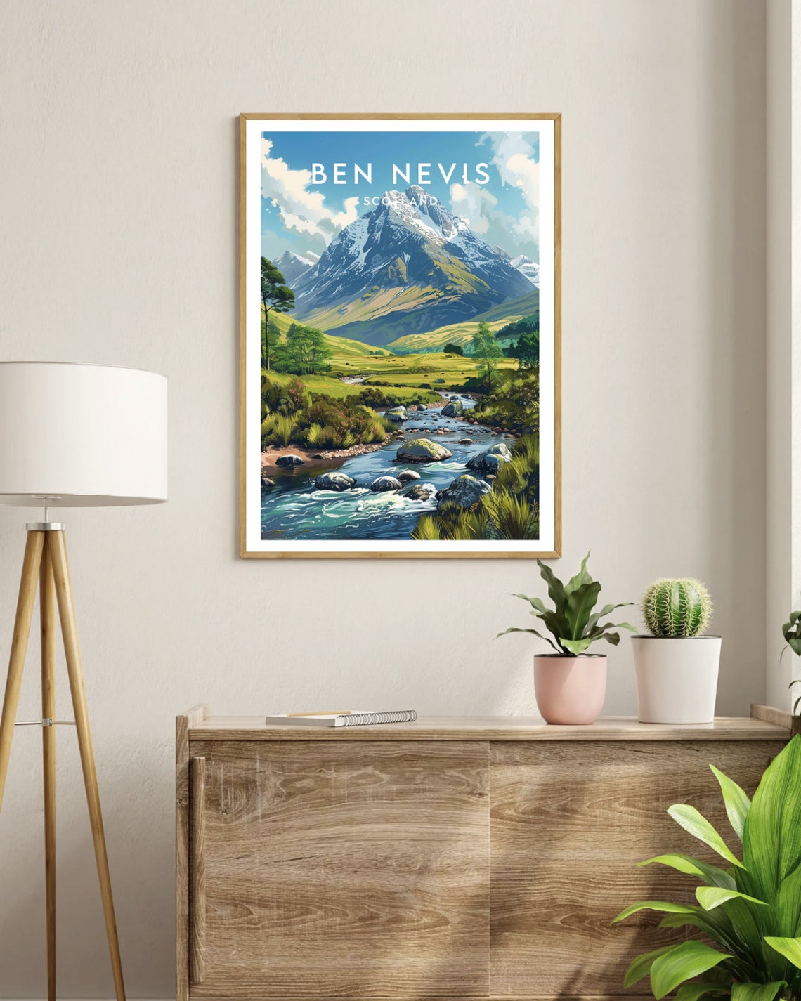 Ben Nevis Scotland Snowy Peak Highland Stream Vintage Travel Poster - Image 3