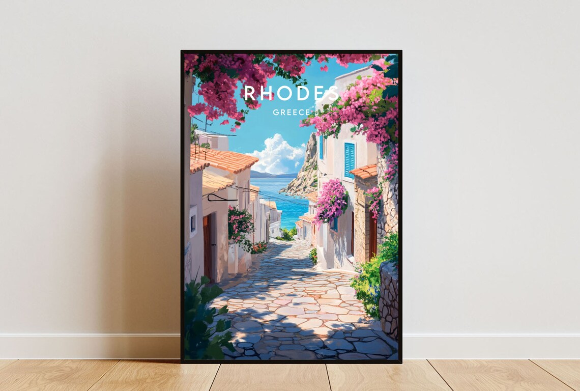 Rhodes Travel Poster, Greece Island Wall Art