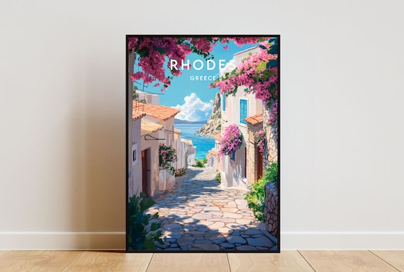 Rhodes Travel Poster, Greece Island Wall Art
