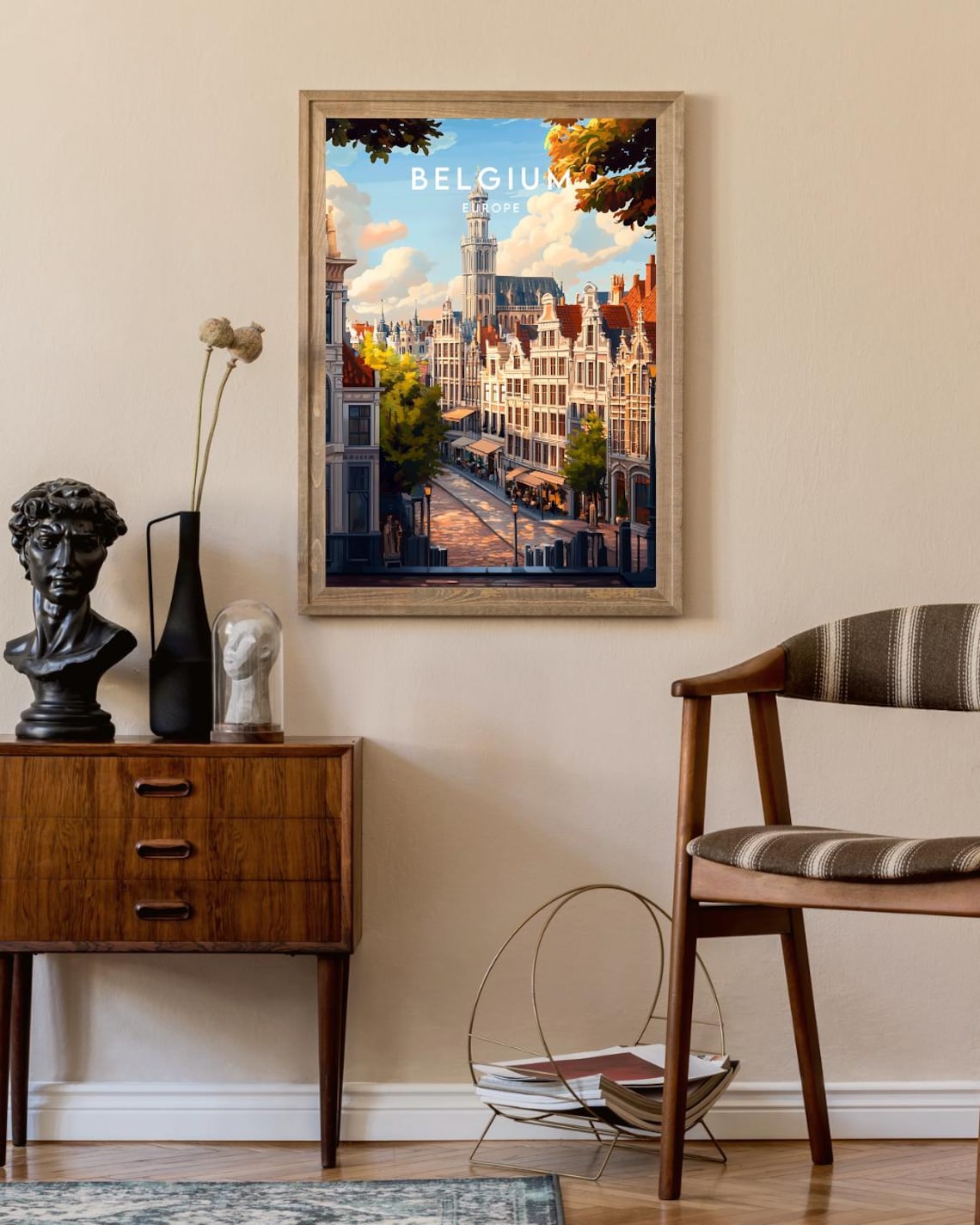 Belgium Europe Historic Square Gabled Houses Belfry Travel Poster - Image 2