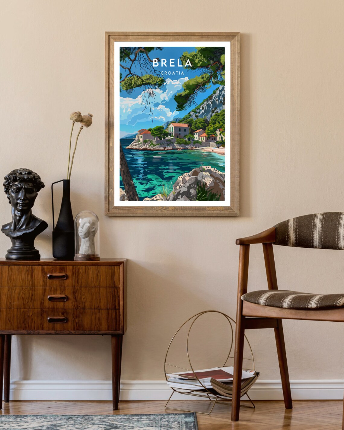 Brela Croatia Rocky Cove Turquoise Water Pine Trees Travel Poster - Image 2