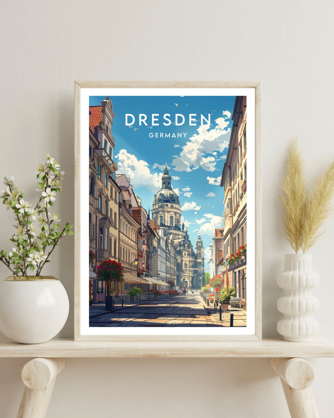 Dresden Germany Frauenkirche Dome Old Town Street Scene Poster - Image 4