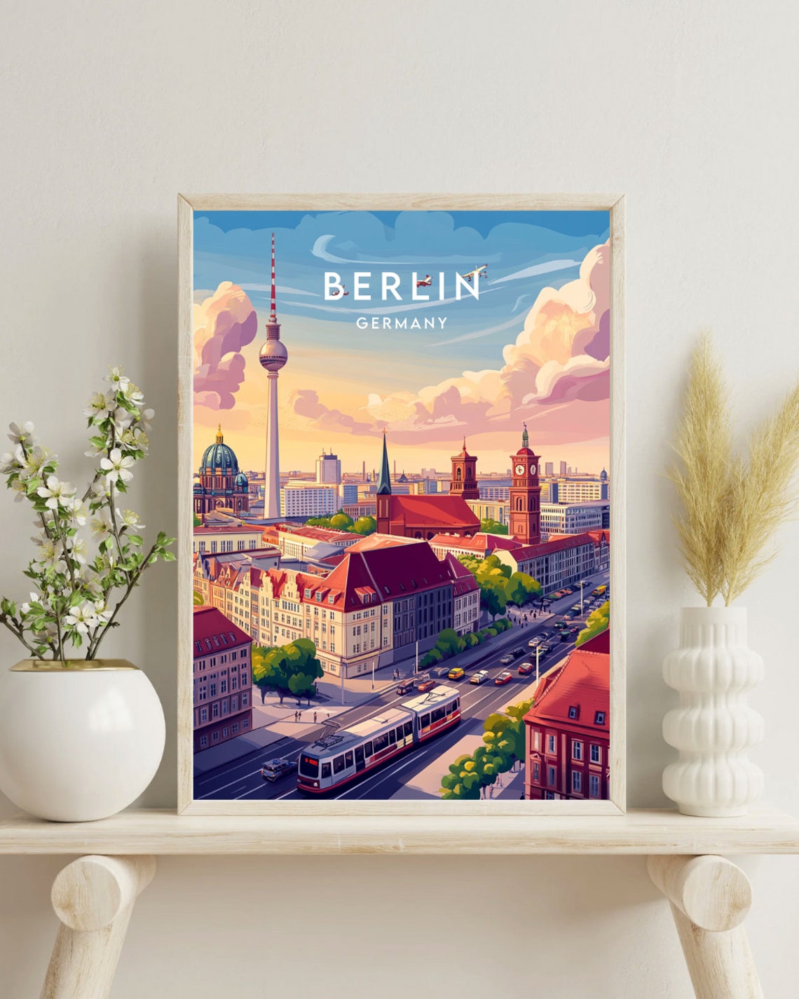 Berlin TV Tower Cathedral Tram Skyline Germany Travel Poster - Image 4