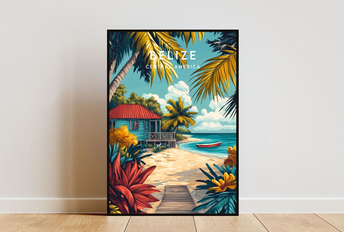 Belize Travel Poster, Central America Wall Art