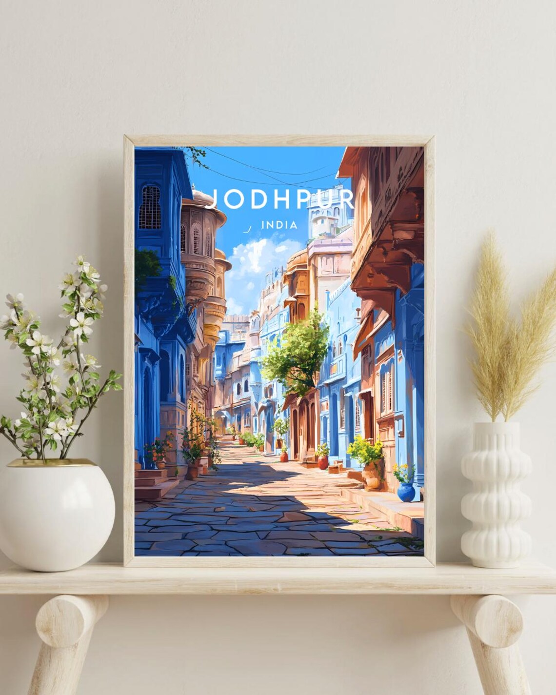 Jodhpur India Blue City Painted Lane Old Town Vintage Travel Poster - Image 4