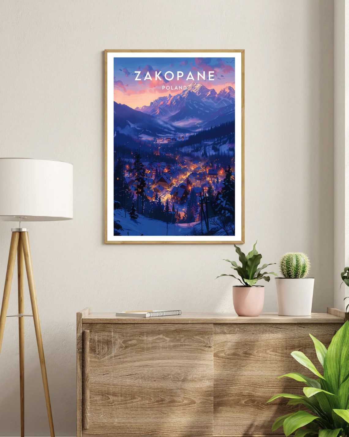 Zakopane Poland Snowy Tatra Mountain Town Winter Evening Poster - Image 3