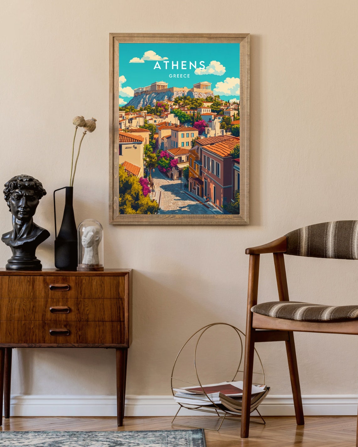 Athens Greece Acropolis Parthenon Sunny Classic Travel Art Poster - Image 2