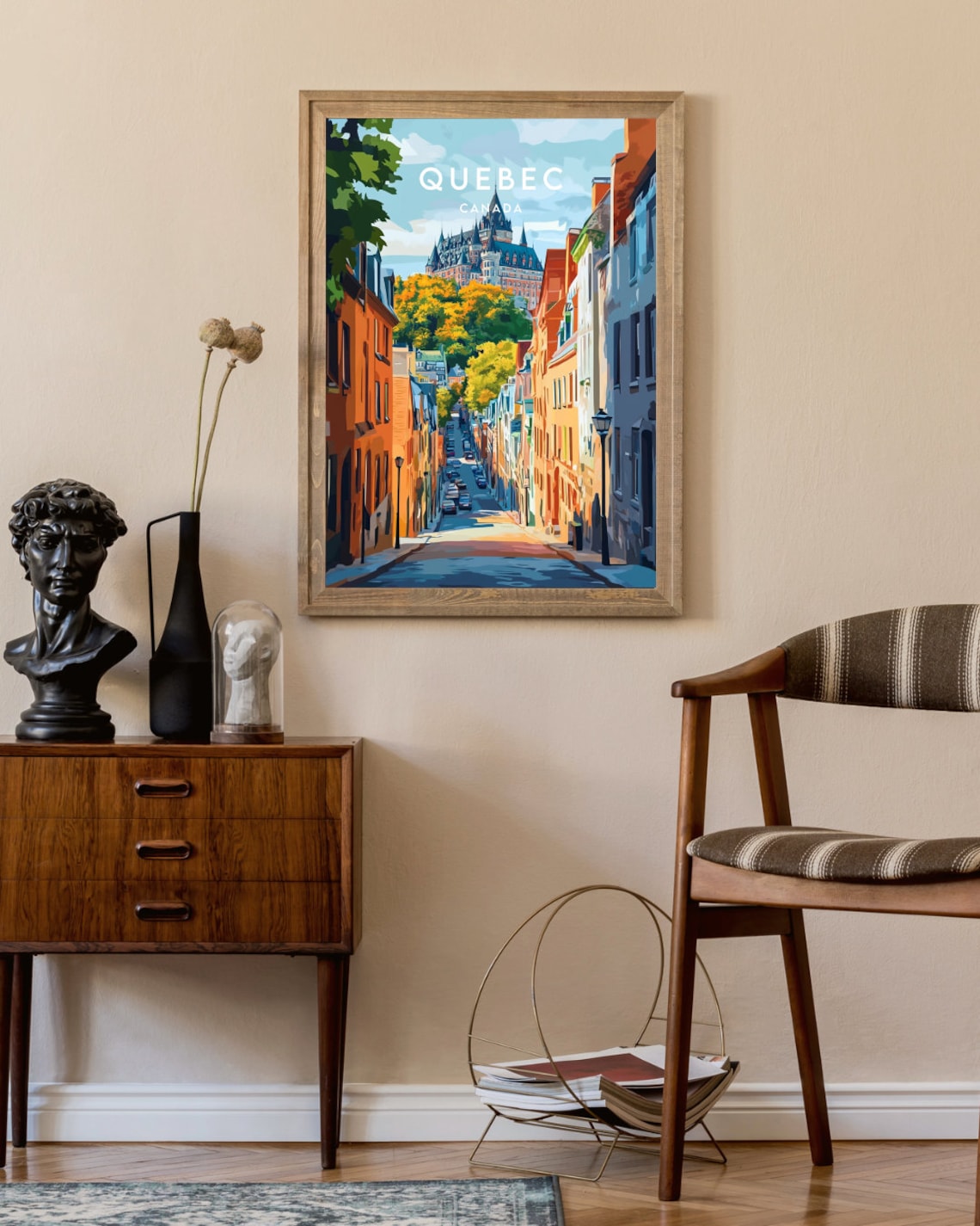 Quebec Canada Old Town Street Castle Hill Autumn Colors Travel Poster - Image 2