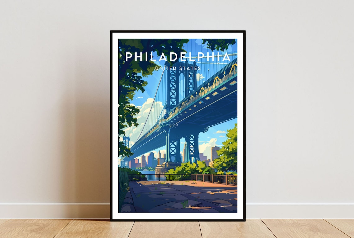 Philadelphia Travel Poster, United States Travel Art
