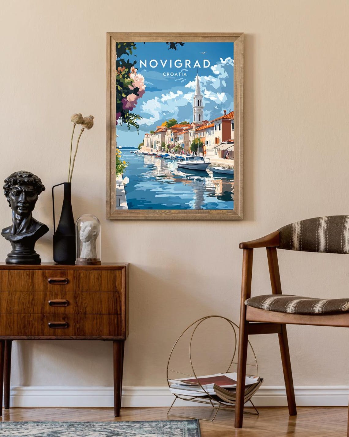 Novigrad Croatia Harbor Boats Church Spire Seaside Travel Poster - Image 2