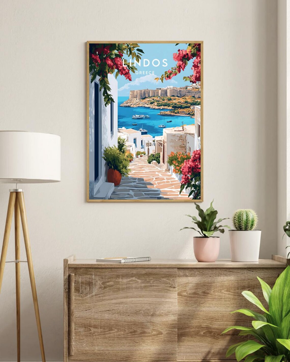 Lindos Travel Poster, Greece Europe Wall Art - Image 3