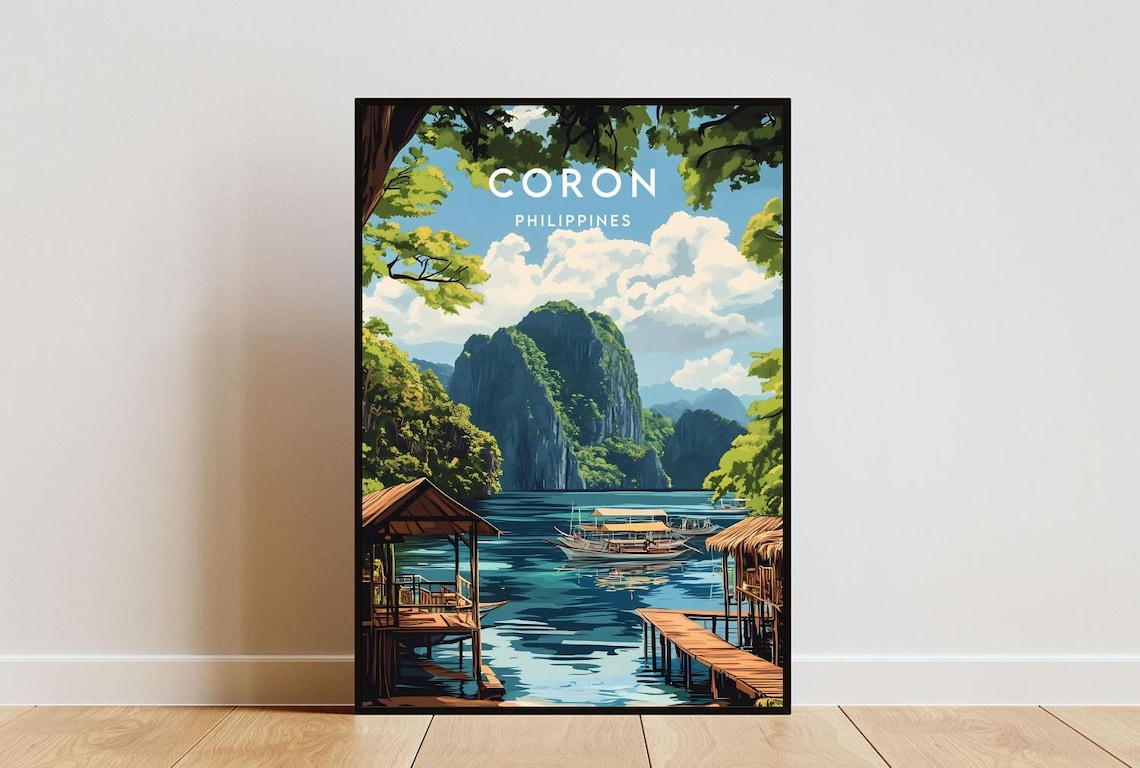 Coron Travel Poster, Philippines Wall Art Print