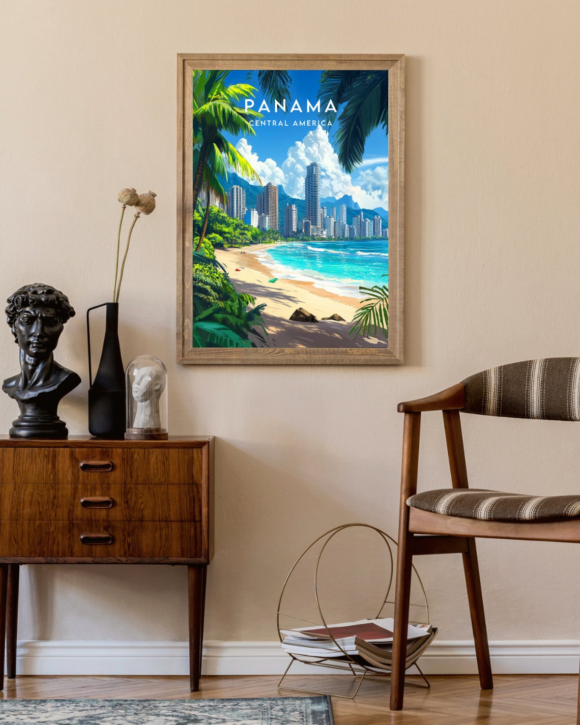 Panama Central America Beach Skyline Palm Fronds Tropical Poster - Image 2