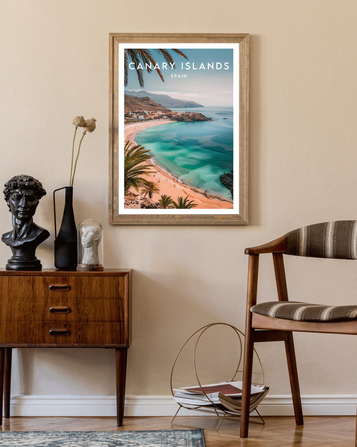 Canary Islands Spain Beach Palms Turquoise Sea Travel Poster - Image 2