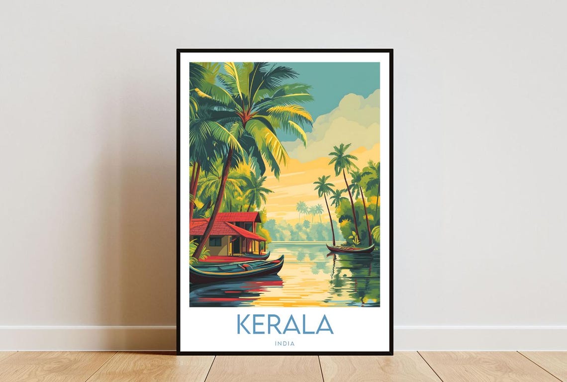 Kerala Travel Print India Kerala Poster India Poster Travel Wall Art India Print Kerala Wall Art India Wall Art Kerala Print