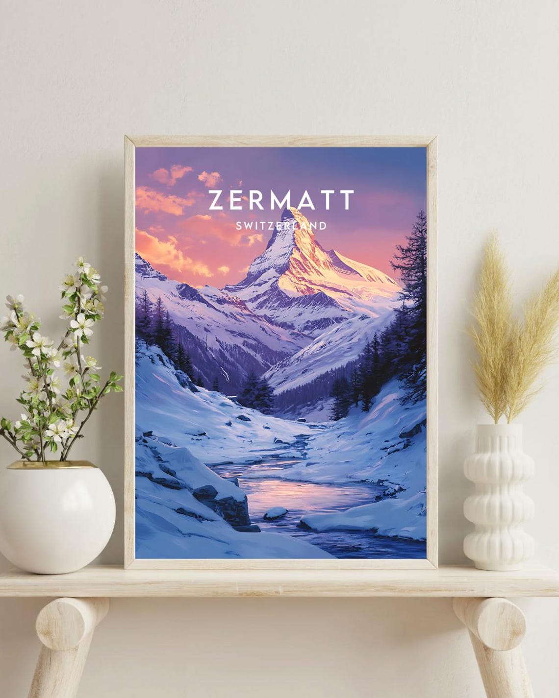 Zermatt Switzerland Matterhorn Sunset Alpine Peak Travel Poster - Image 4