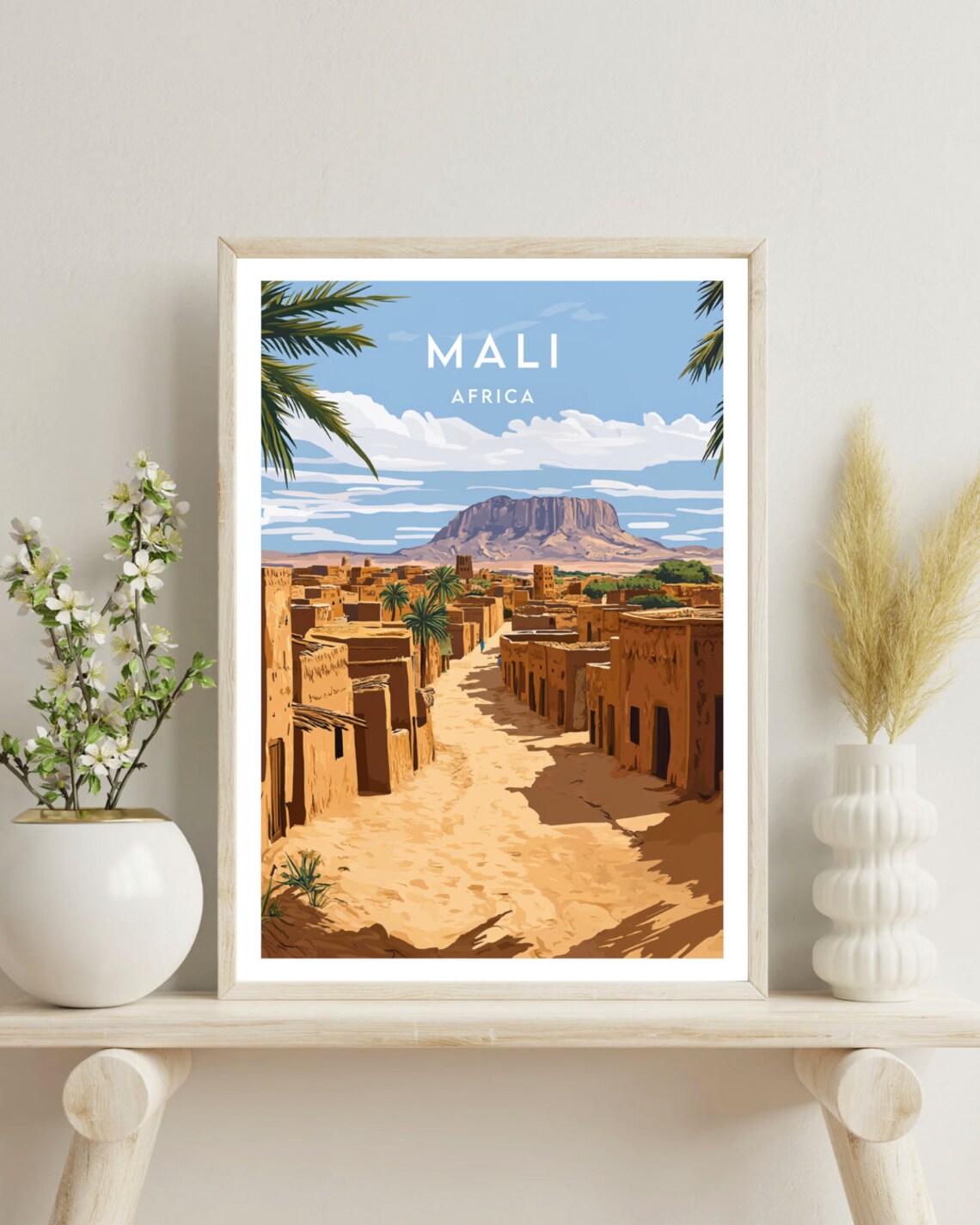 Mali Desert Town Mesa Mountain Sandy Street Africa Travel Poster - Image 4