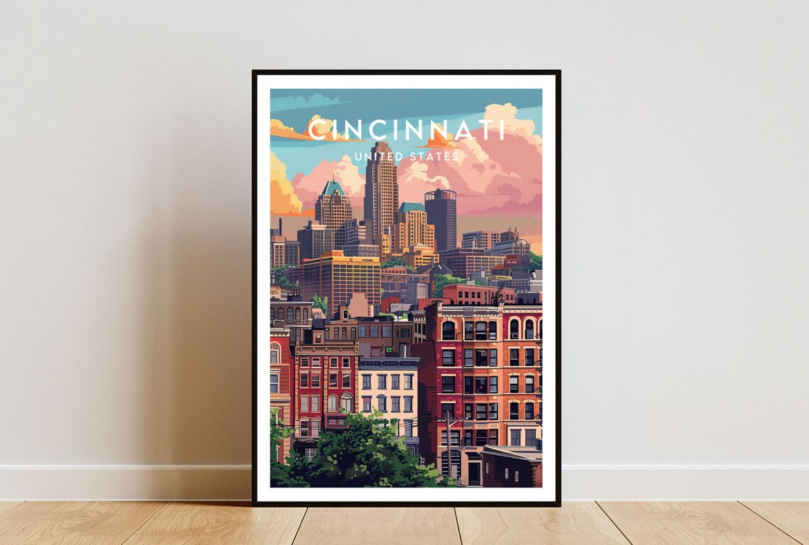 Cincinnati Travel Print, Ohio Travel Poster