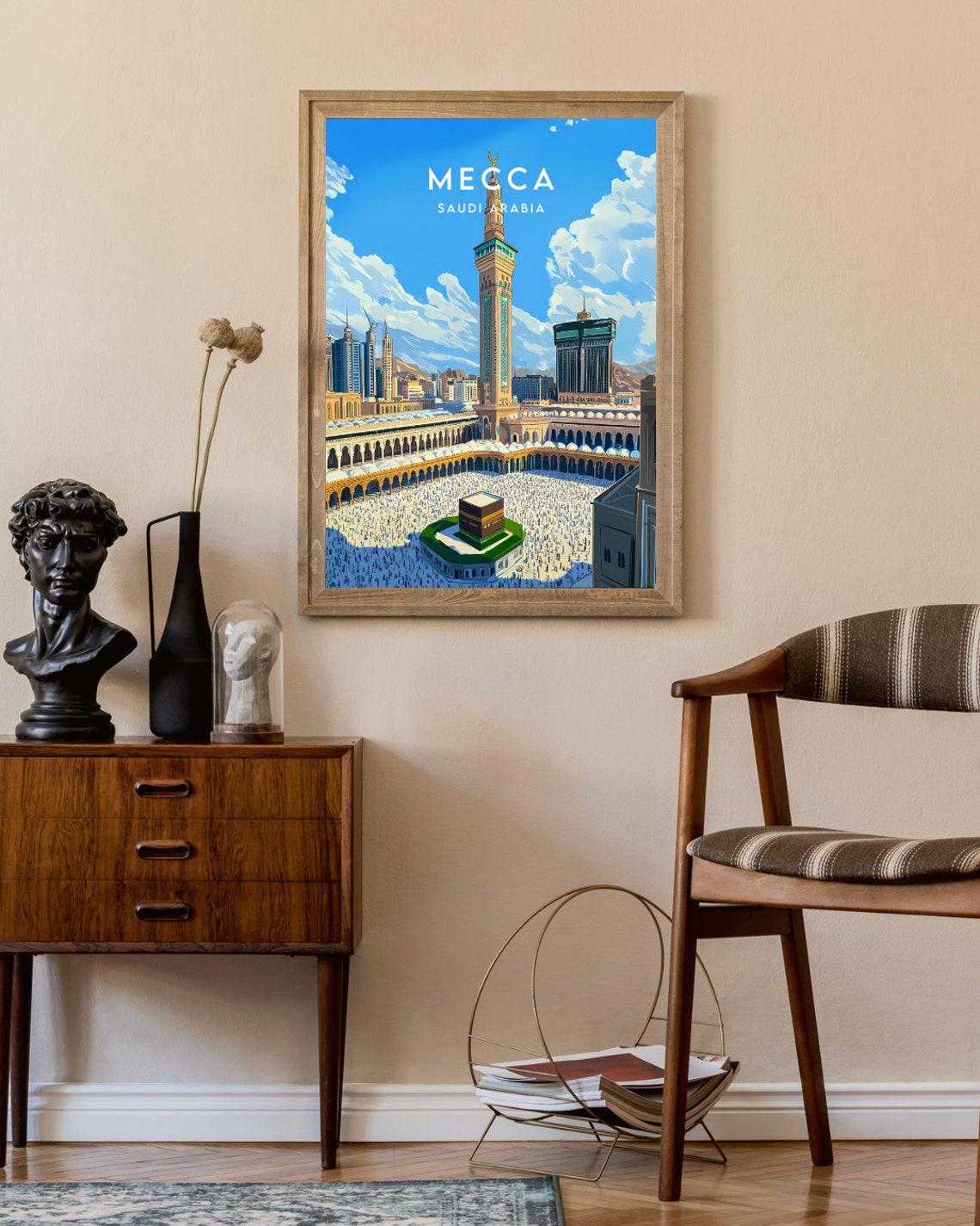 Mecca Saudi Arabia Holy Kaaba Masjid Vintage Travel Art Poster - Image 2