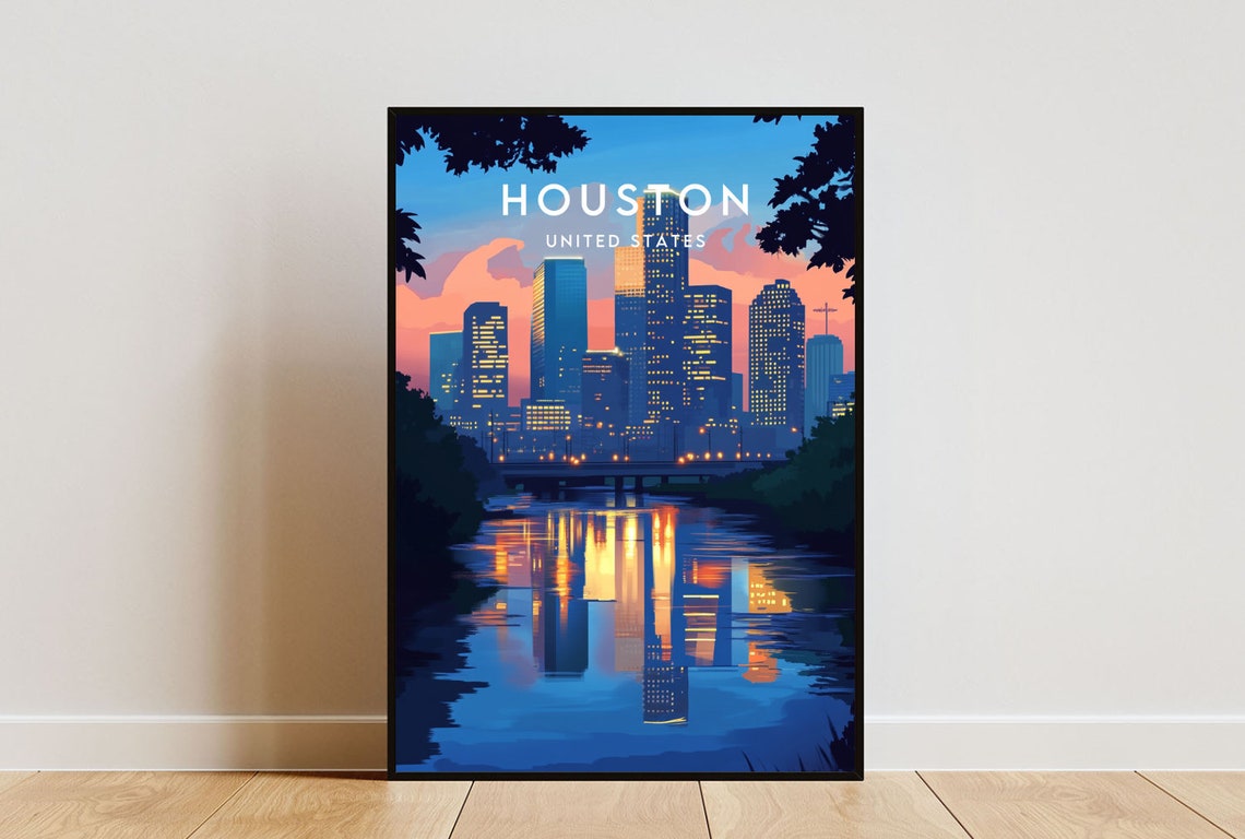 Houston Travel Print United States Houston Poster America Poster Travel Wall Art America Print Poster America Houston Usa Texas