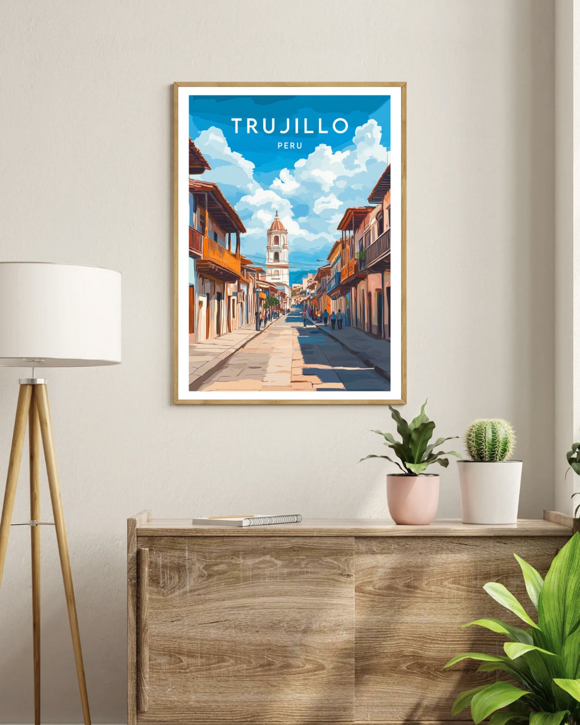 Trujillo Peru Colonial Street Cathedral Tower Old Town Travel Poster - Image 3