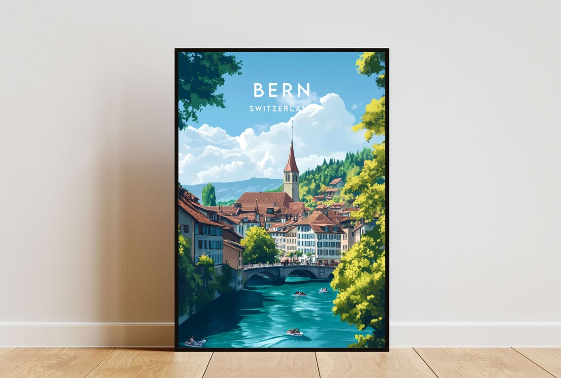 Bern Travel Poster, Switzerland Europe Wall Art
