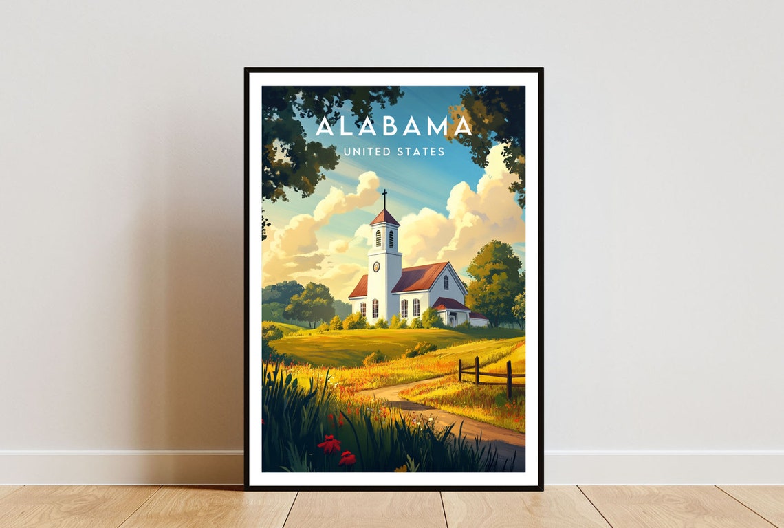 Alabama Travel Print United States Alabama Poster America Poster Travel Wall Art America Print Poster America Alabama Wall Art Usa