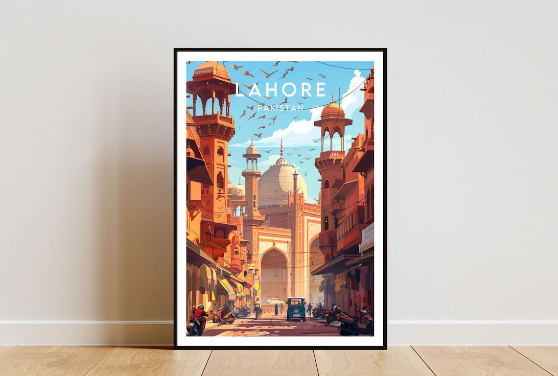 Lahore Travel Poster, Pakistan Travel Wall Art
