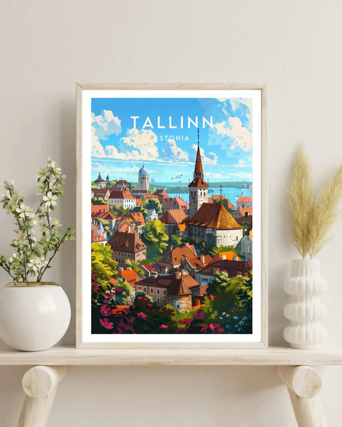 Tallinn Estonia Medieval Old Town Rooftops Harbor Travel Poster - Image 4