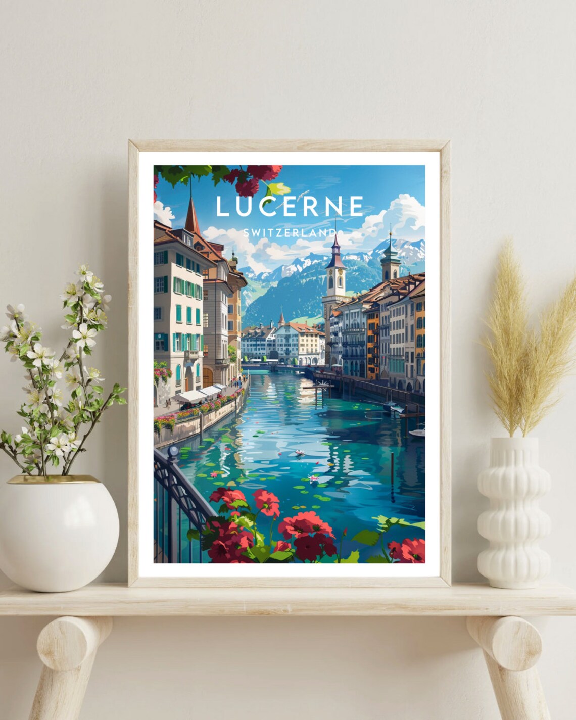 Lucerne Travel Poster, Switzerland Europe Wall Art - Image 4