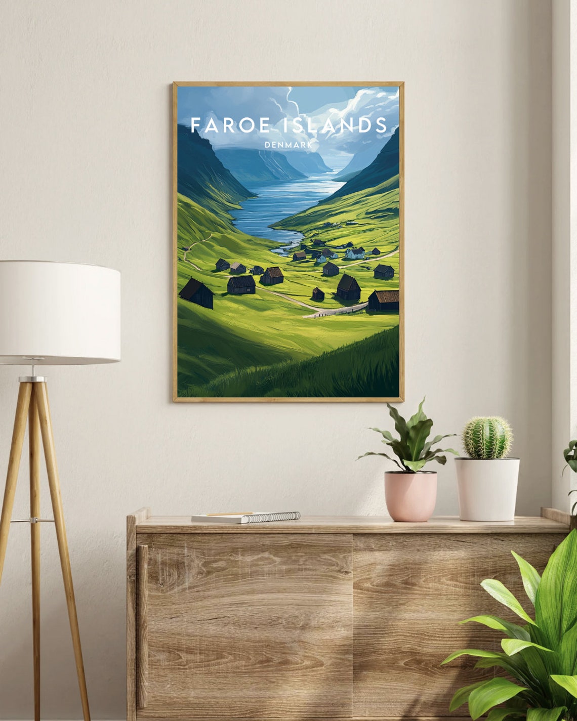 Faroe Islands Denmark Green Valley Fjord Nordic Travel Poster - Image 3