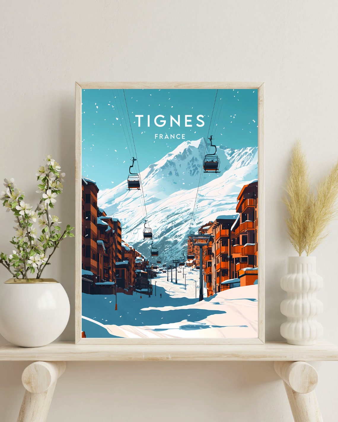 Tignes Travel Print France Tignes Poster France Poster Travel Wall Art France Print France Europe Tignes Wall Art Skiing Wall Art - Image 4