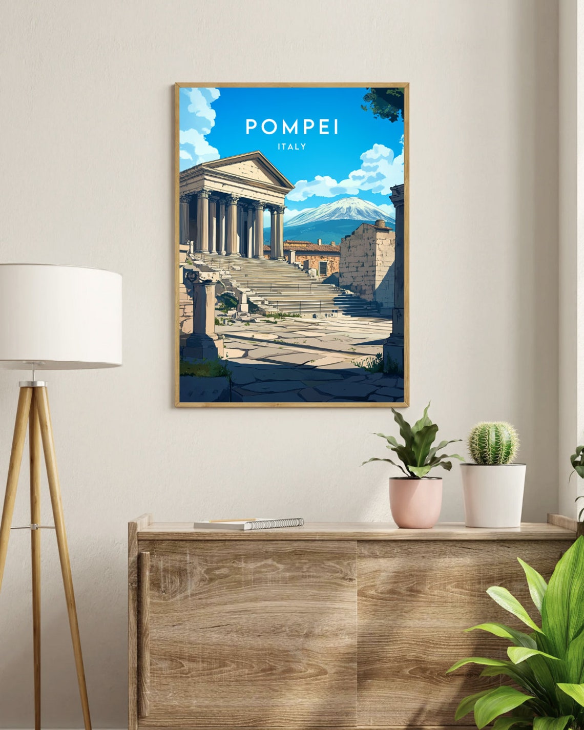 Pompei Italy Ancient Ruins Temple Columns Mount Vesuvius Poster - Image 3