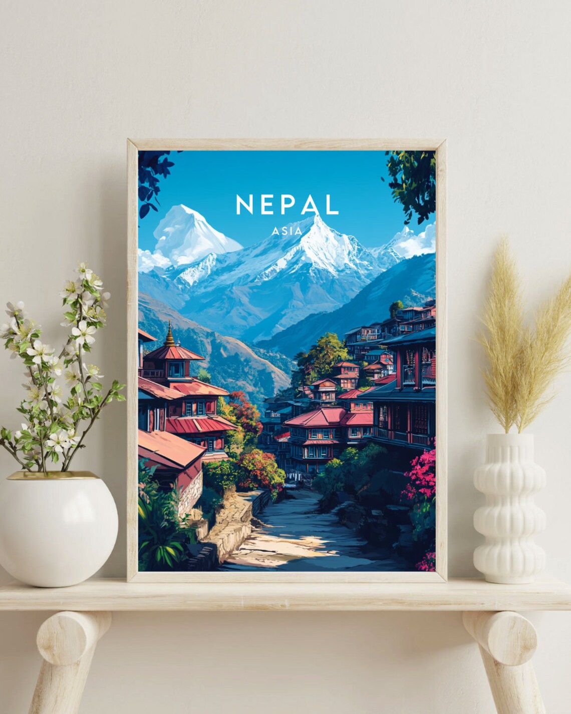 Nepal Travel Poster, Kathmandu Wall Art Print - Image 4